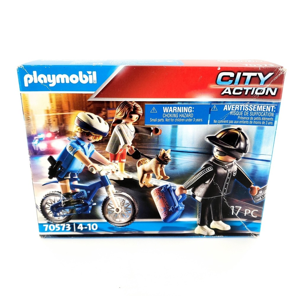 Playmobil 70573 City Action: Police Bicycle with Thief Brand New Damaged Box